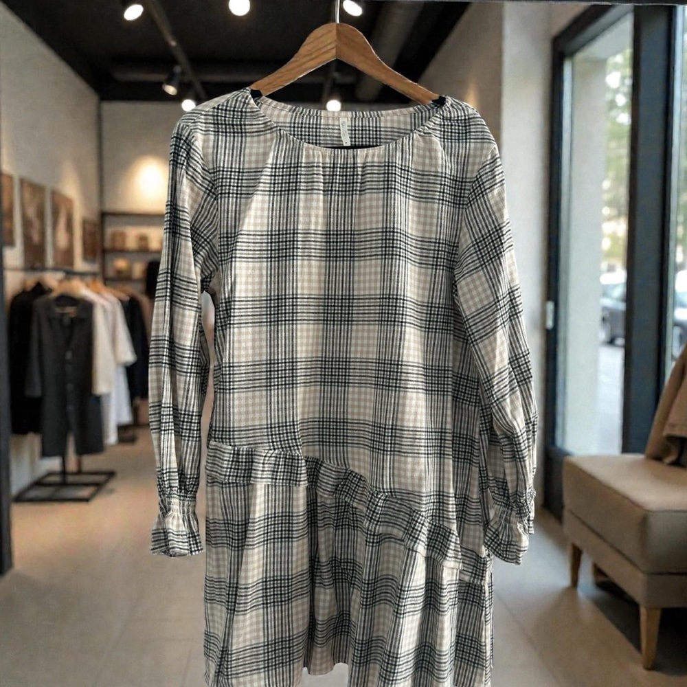 Rylee & Cru Plaid Black and White Women's Dress